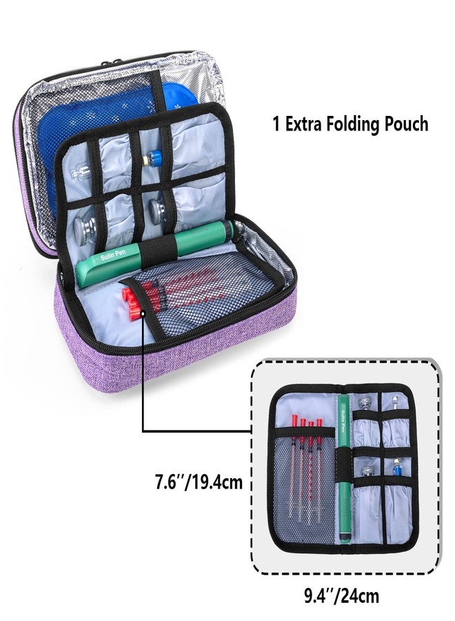 Yarwo Insulin Cooler Travel Case with 4 Ice Packs, Double Layer Diabetic Supplies Organizer for Insulin Pens, Blood Glucose Monitors or Other Diabetes Care Accessories, Purple - Image 3